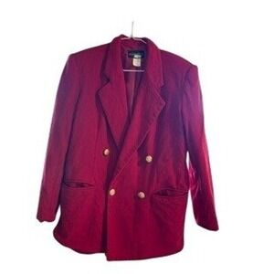 Requirements Vintage Red Double Breasted Blazer Gold Crest Buttons Size 12